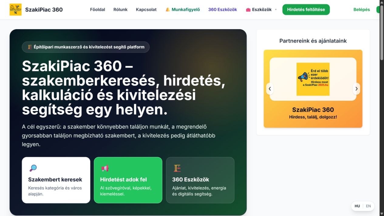 SzakiPiac 360 platform bemutatóképe